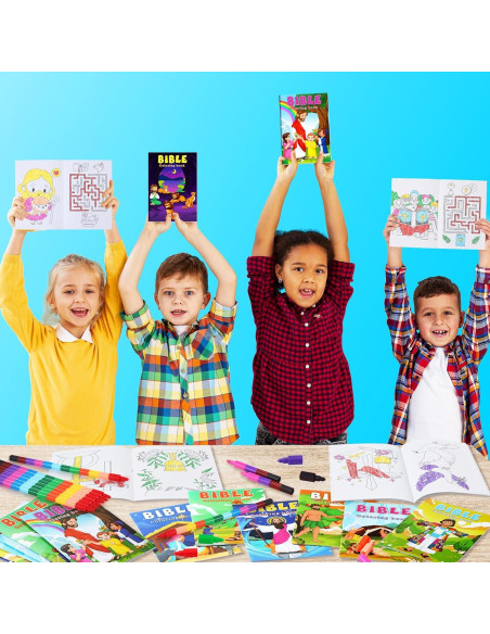 BenLouis 24 Libros de Colorear Cristianos + 24 Crayones