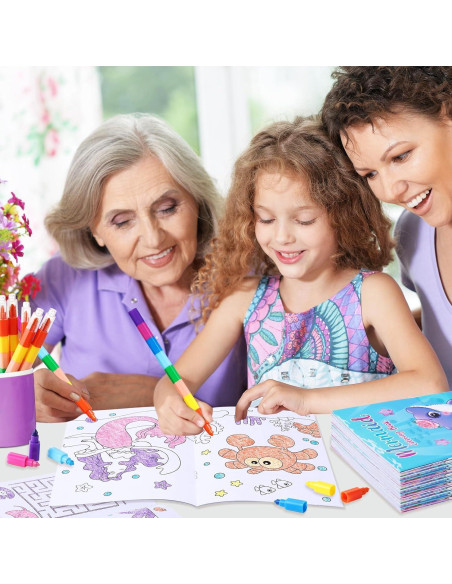 BenLouis 24 Libros de Colorear Sirena + 24 Crayones