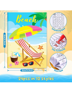 BenLouis Mini Libros para Colorear Verano + 24 Crayones 2