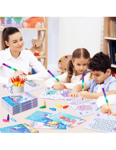 BenLouis 24 Libros de Colorear Sirena + 24 Crayones