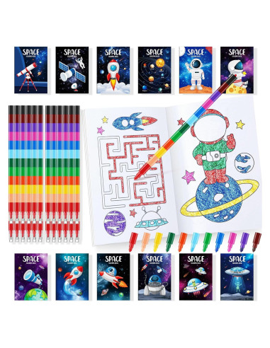 BenLouis 24 Libros de Colorear Espacio + 24 Crayones