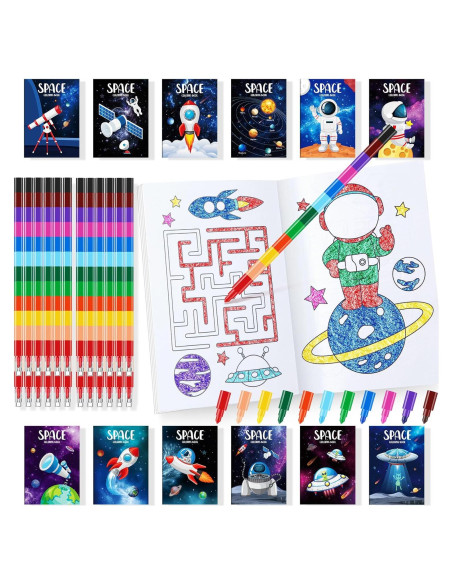 BenLouis 24 Libros de Colorear Espacio + 24 Crayones