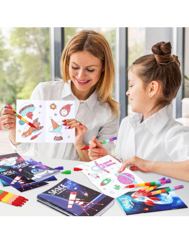 BenLouis 24 Libros de Colorear Espacio + 24 Crayones