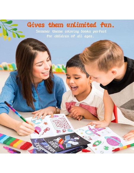 BenLouis 24 Libros de Colorear Espacio + 24 Crayones