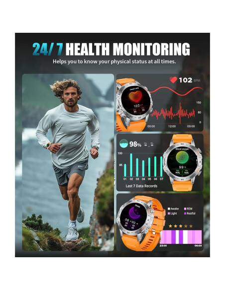 Reloj Inteligente Militar SUNKTA FV10-B 1.45'' AMOLED 100 Modos