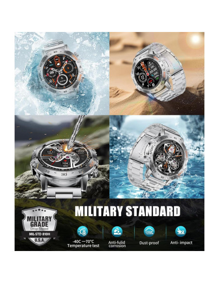 Reloj Inteligente Militar SUNKTA FV10-B 1.45'' AMOLED 100 Modos