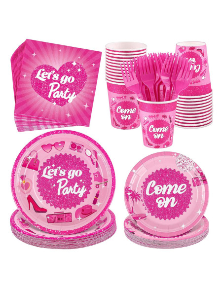 Juego de Vajilla Rosa Fuerte 144 Piezas Kochorie para 24