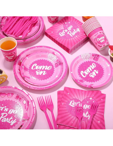 Juego de Vajilla Rosa Fuerte 144 Piezas Kochorie para 24