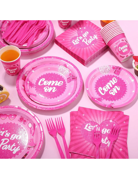 Juego de Vajilla Rosa Fuerte 144 Piezas Kochorie para 24