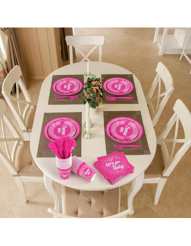 Juego de Vajilla Rosa Fuerte 144 Piezas Kochorie para 24