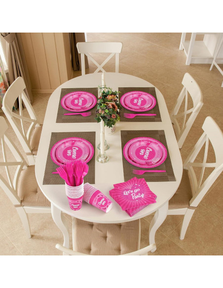 Juego de Vajilla Rosa Fuerte 144 Piezas Kochorie para 24