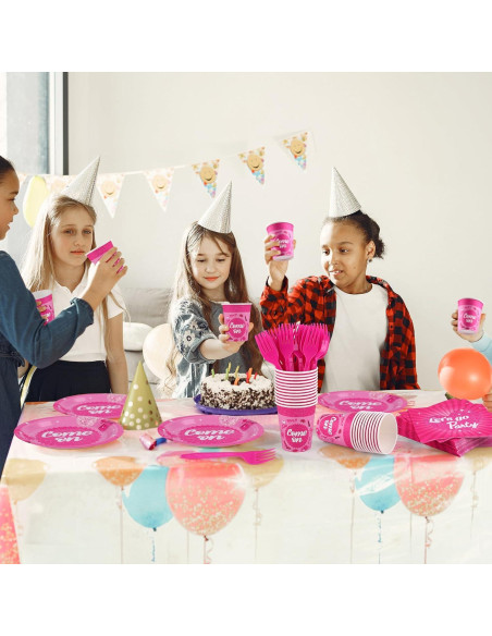 Juego de Vajilla Rosa Fuerte 144 Piezas Kochorie para 24