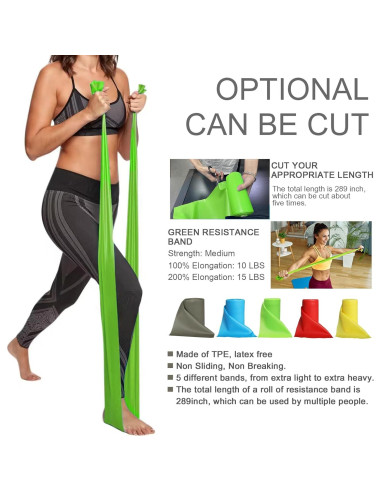 Banda de Resistencia Lianjindun Verde Medio 0.35mm 152cm