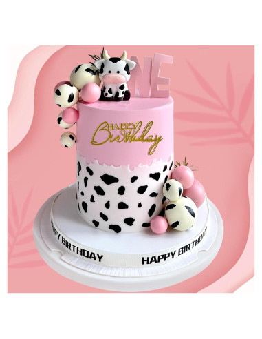 14 Piezas Decoraciones de Pastel de Vaca Zafena Rosa