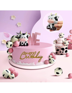 14 Piezas Decoraciones de Pastel de Vaca Zafena Rosa 2