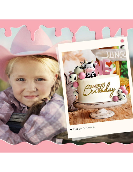 14 Piezas Decoraciones de Pastel de Vaca Zafena Rosa