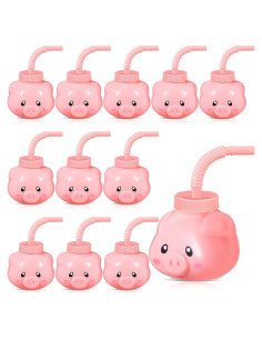 Tazas de Animales de Granja Roshtia 12 Piezas con Pajitas