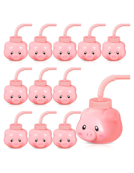 Tazas de Animales de Granja Roshtia 12 Piezas con Pajitas