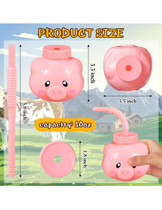 Tazas de Animales de Granja Roshtia 12 Piezas con Pajitas 2