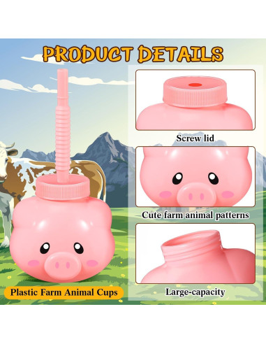 Tazas de Animales de Granja Roshtia 12 Piezas con Pajitas