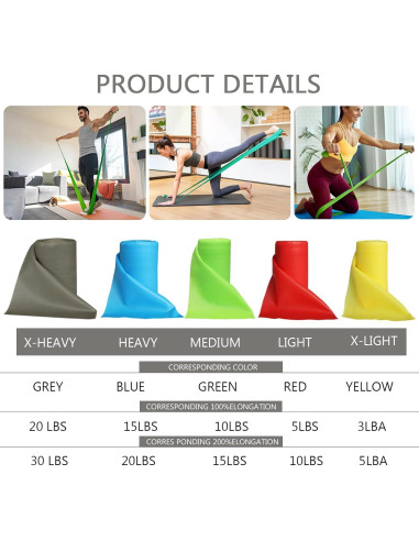 Banda de Resistencia Lianjindun Amarilla X-Ligera 0.25mm