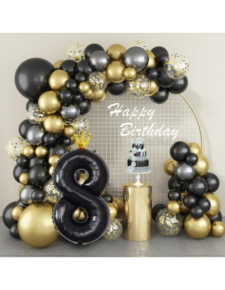 Globo de Número 8 Negro 101,6 cm de Foil para Fiesta