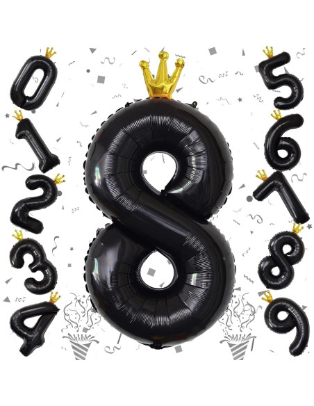Globo de Número 8 Negro 101,6 cm de Foil para Fiesta
