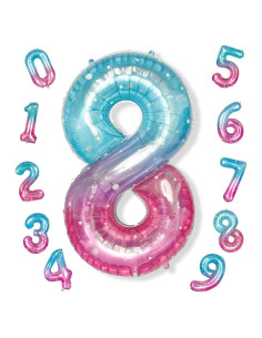 Globo Número 8 Morado Teal 101,6 cm de Mylar para Fiestas