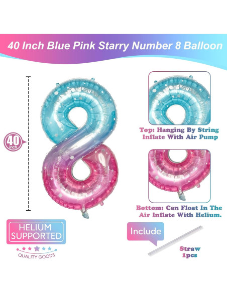 Globo Número 8 Morado Teal 101,6 cm de Mylar para Fiestas