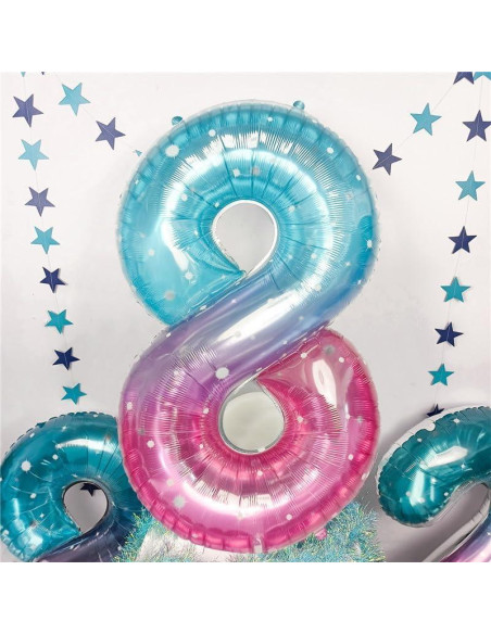 Globo Número 8 Morado Teal 101,6 cm de Mylar para Fiestas