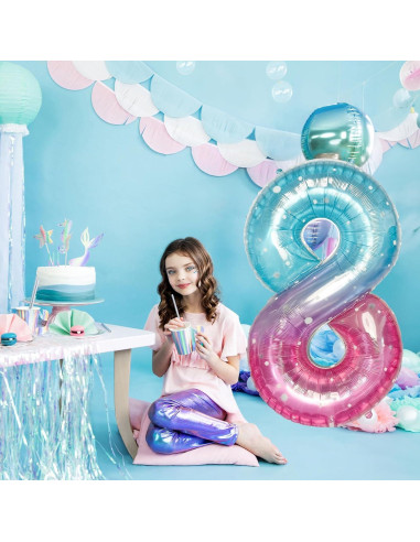 Globo Número 8 Morado Teal 101,6 cm de Mylar para Fiestas