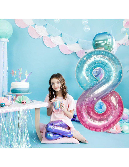 Globo Número 8 Morado Teal 101,6 cm de Mylar para Fiestas