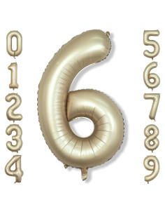 Globo de Número 6 Metálico Oro Claro 100 cm para Fiestas