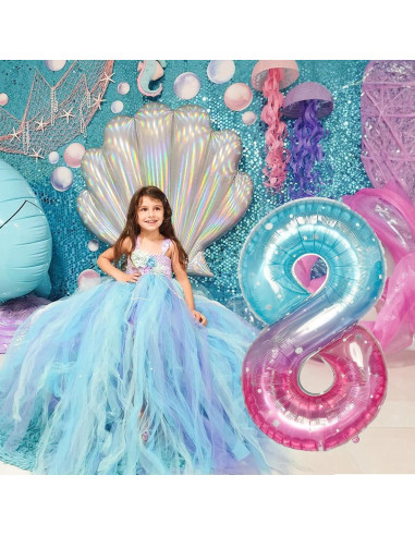 Globo Número 8 Morado Teal 101,6 cm de Mylar para Fiestas