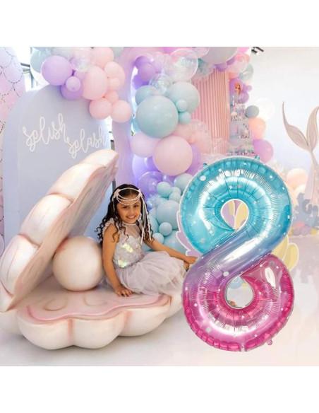 Globo Número 8 Morado Teal 101,6 cm de Mylar para Fiestas