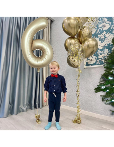 Globo de Número 6 Metálico Oro Claro 100 cm para Fiestas