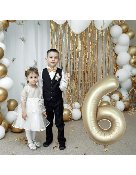 Globo de Número 6 Metálico Oro Claro 100 cm para Fiestas