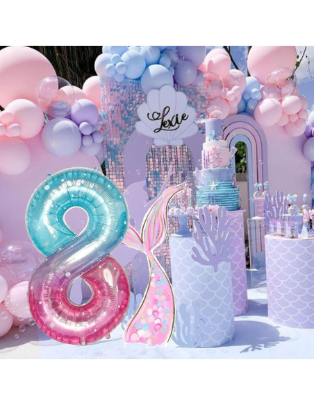 Globo Número 8 Morado Teal 101,6 cm de Mylar para Fiestas
