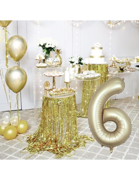 Globo de Número 6 Metálico Oro Claro 100 cm para Fiestas