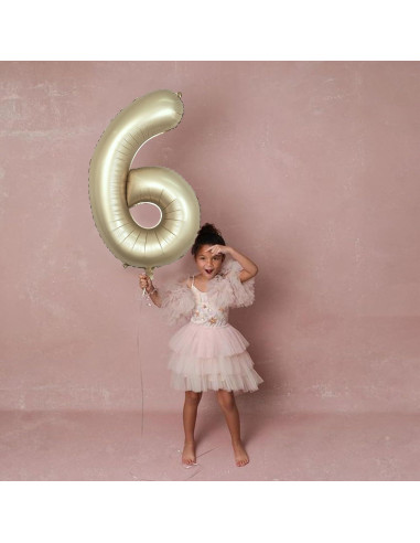 Globo de Número 6 Metálico Oro Claro 100 cm para Fiestas