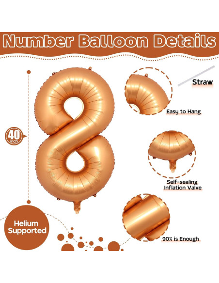 Globo de Número 8 Naranja Isndare 101,6 cm para Fiestas