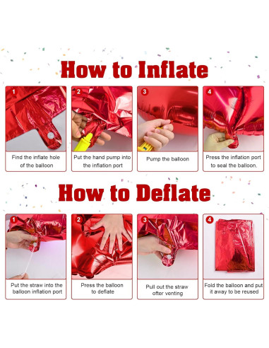 Globo Número 8 Rojo 101,6 cm Autoinflable para Fiestas