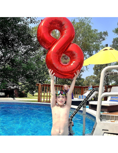 Globo Número 8 Rojo 101,6 cm Autoinflable para Fiestas