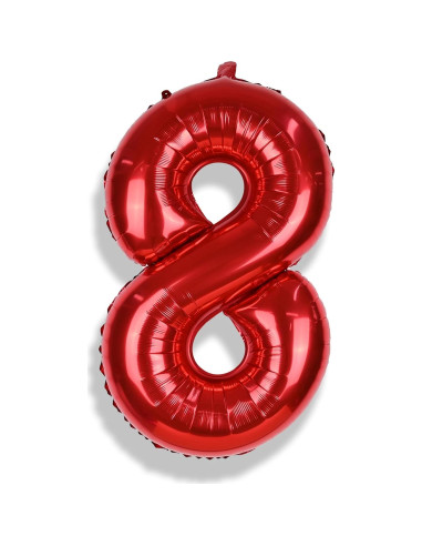Globo Número 8 Rojo 101,6 cm Autoinflable para Fiestas