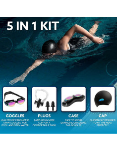 Set de Gafas de Natación Kala Fashion 5 en 1 Antivaho UV 2