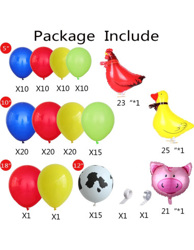 Kit de Arco de Globos de Animales de Granja UAEYW 138 Piezas