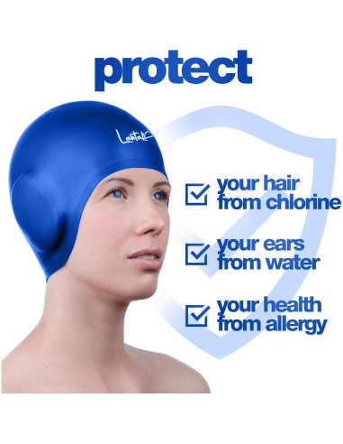 Gorro de Natación 3D Lahtak Azul Bluebonnet Silicona Impermeable