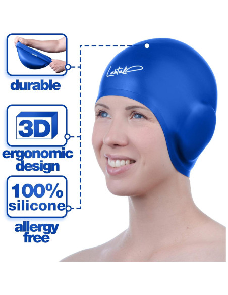 Gorro de Natación 3D Lahtak Azul Bluebonnet Silicona Impermeable Gorro de Natación 3D Lahtak Azul Bluebonnet Silicona Impermeable