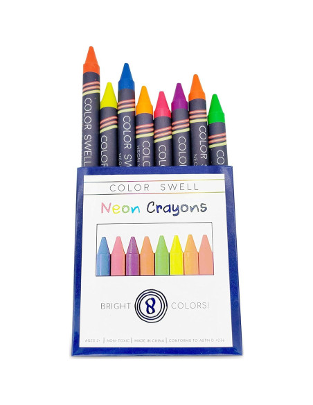 Crayones Neón Color Swell - 6 Cajas de 8 Crayones Vibrantes