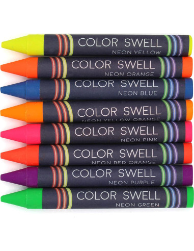 Crayones Neón Color Swell - 6 Cajas de 8 Crayones Vibrantes